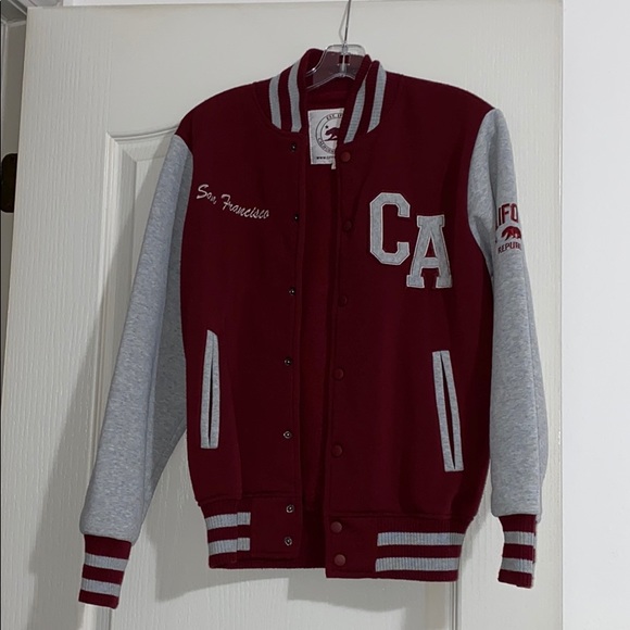 California Citywear Jackets \u0026 Coats | Maroon and Gray San Francisco Varsity Jacket | Color: Gray | Size: S | Thejstyles's Closet